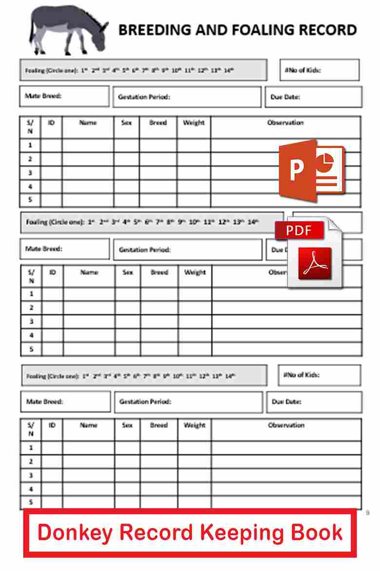 Printable Donkey Record Keeping Book